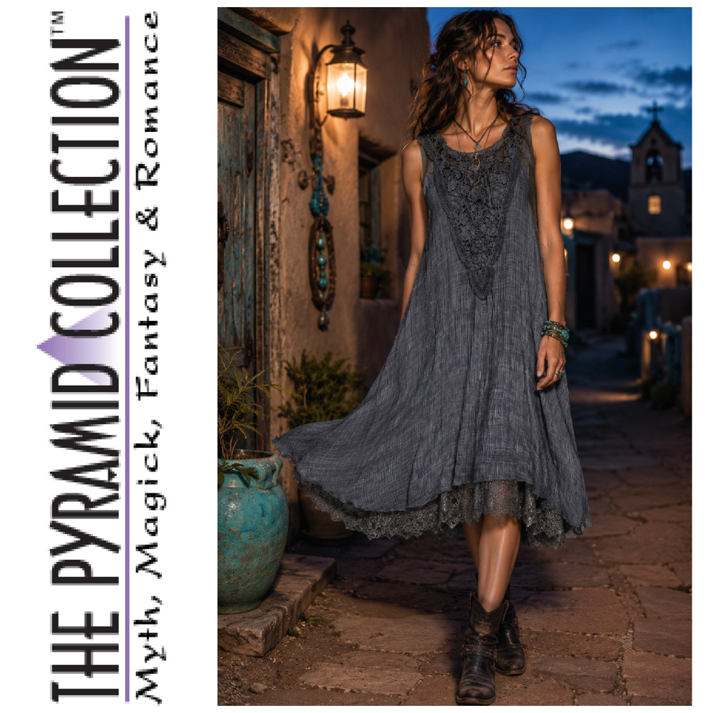 The Pyramid Collection Sz M Blue Gauze Lace Dress Whimsigoth Boho Witchy